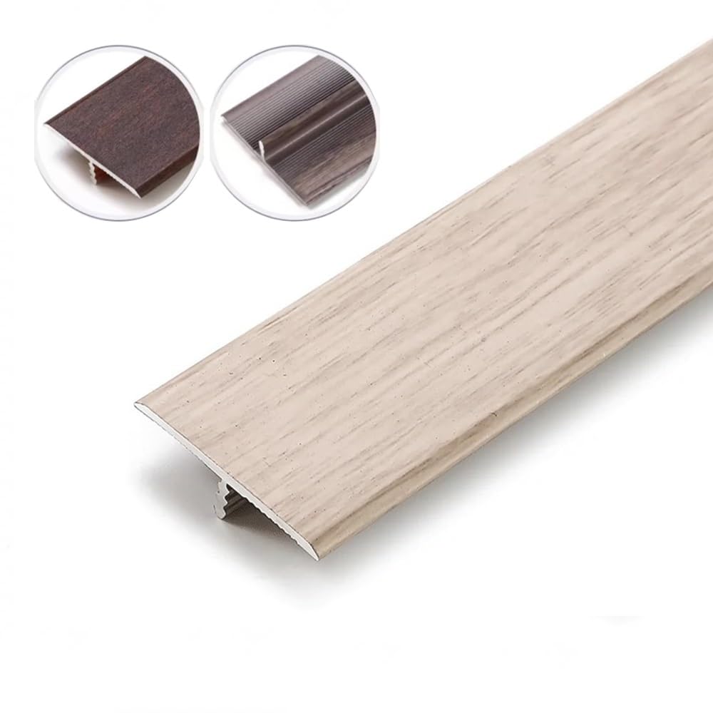 Bande de transition en aluminium en forme de T de 90 cm, bandes de séparation durables au sol de 35,4 pouces, garniture polyvalente for joindre les espaces du sol, les seuils de porte(Grey Oak)