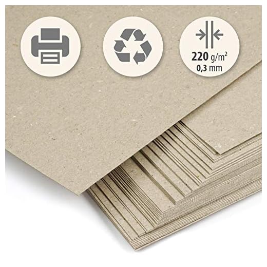 50 hojas papel grueso Cartón reciclado beig kraft claro DIN A4 220 g/m², Cartoncillo compacto para imprimir, manualidades, scrapbook, etiquetas, tarjetas de visita.