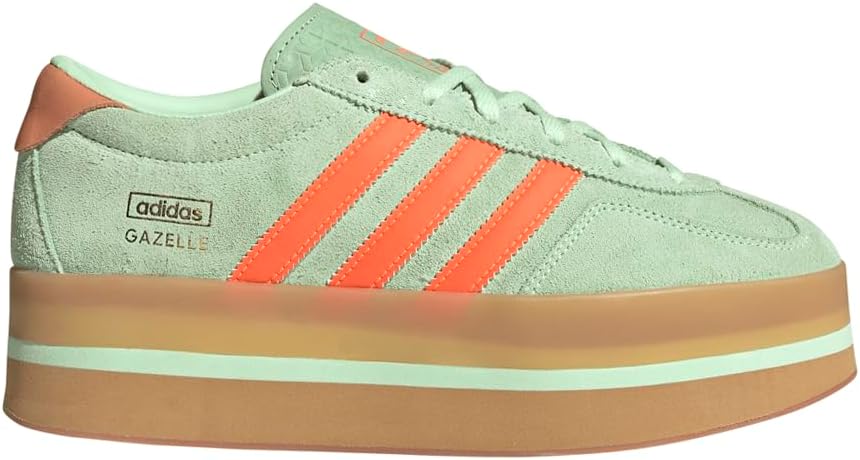 adidas Womens Gazelle Stack Lace Up Sneakers Shoes Casual - Green, Orange