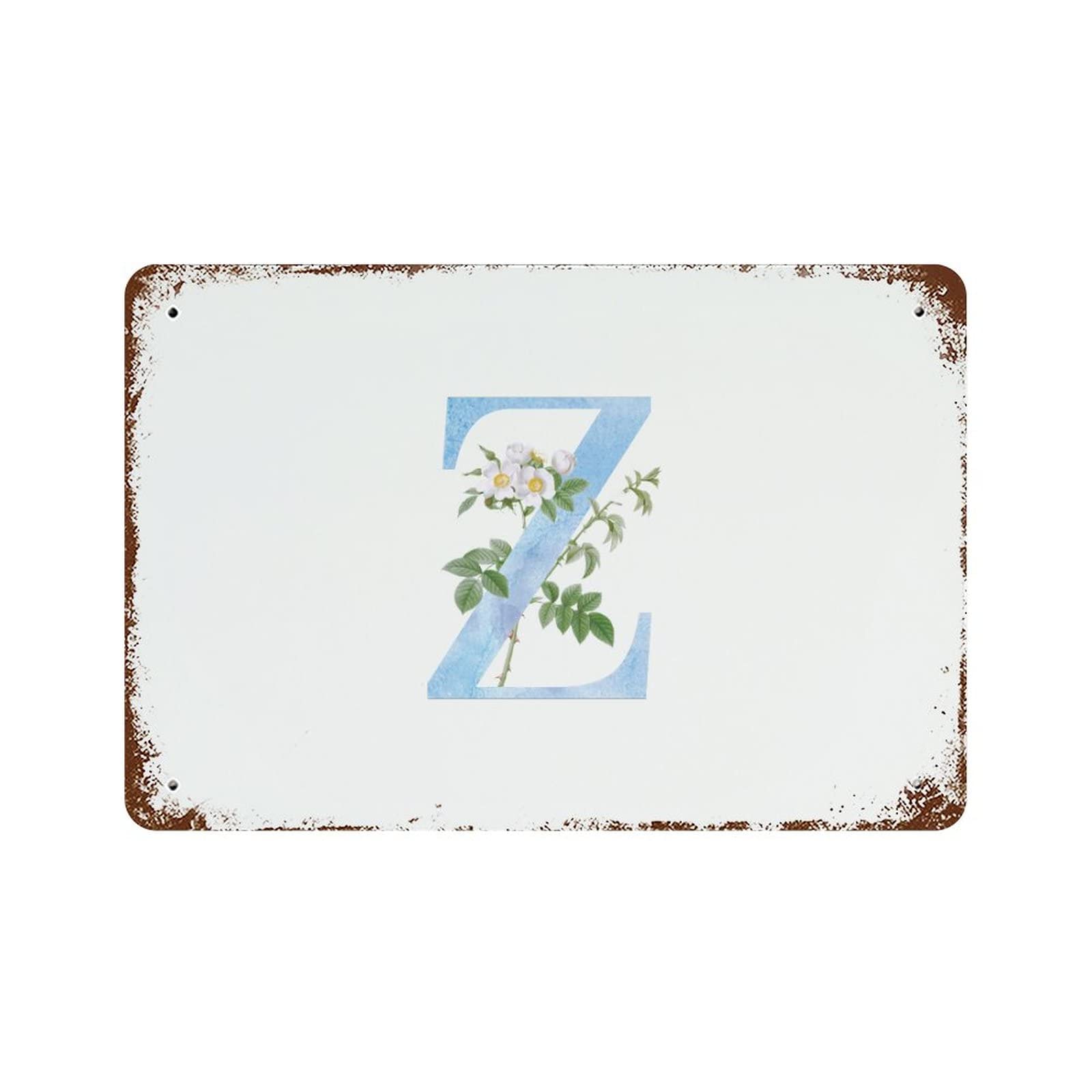Lettre monogramme florale Z résistante en aluminium pour une décoration murale durable