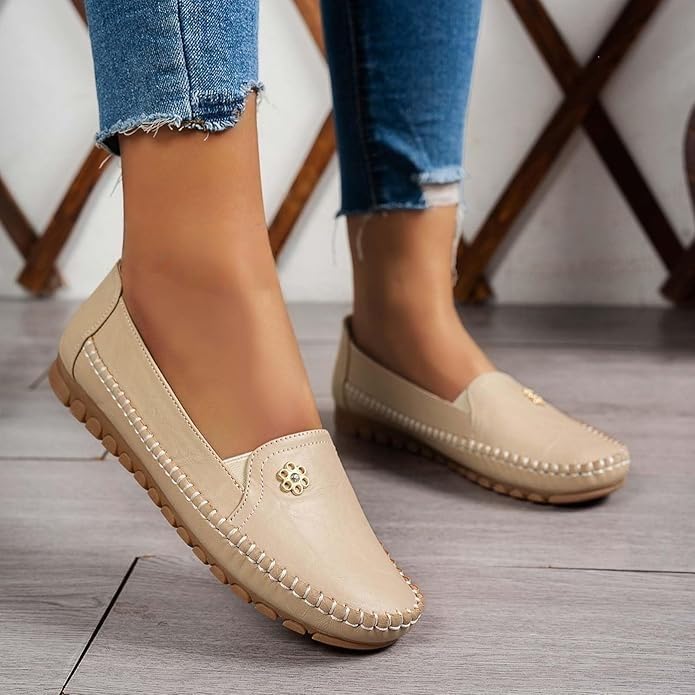 Orthopedic Shoes for Women, Women's Orthopedic Leather Loafers, Comfortable Lightweight, Casual Dress Sneakers, Slip on Shoes Anti-Slip, Rubber Sole, PU Upper - Image 3