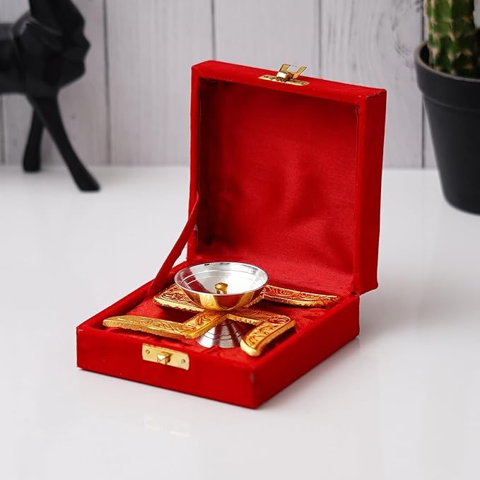 Support Dhoop en laiton anti-cendre avec Diya de 12,7 cm pour Diwali