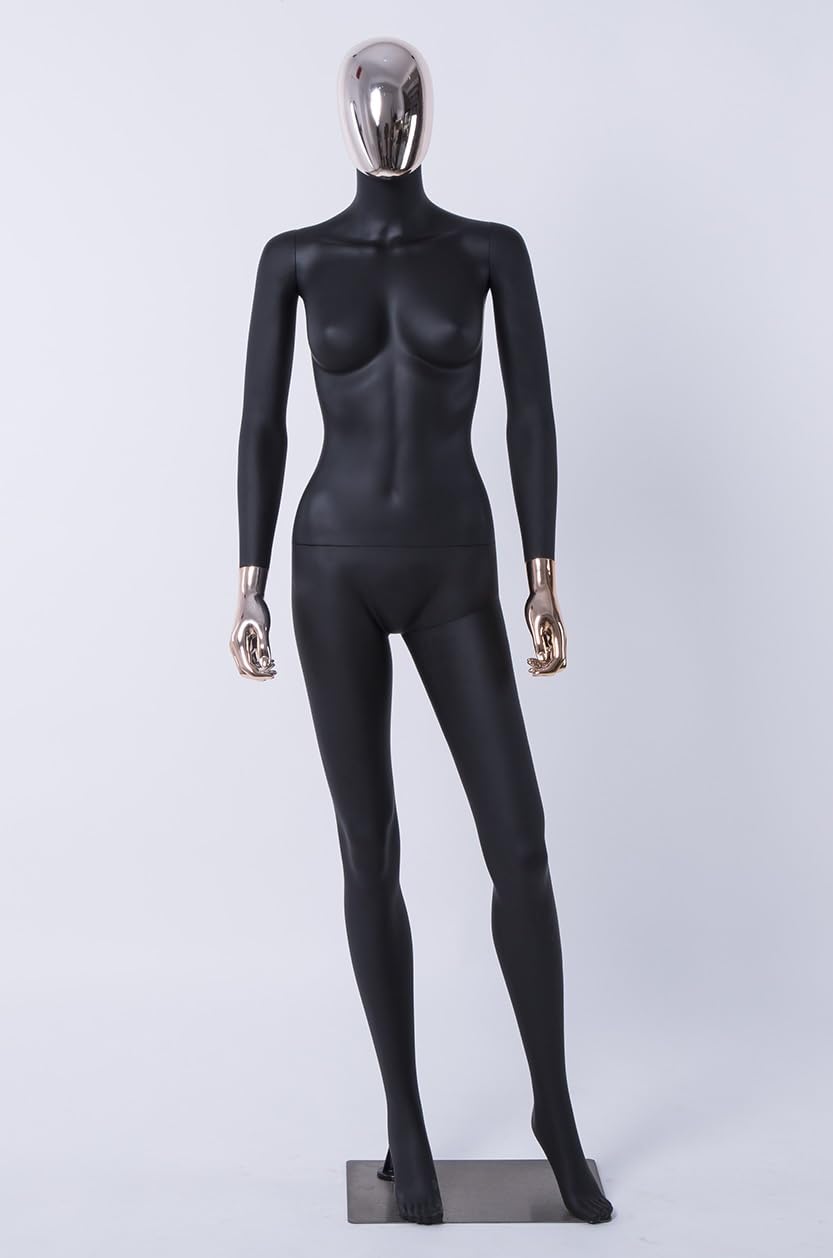 DF7-8D Frau Abstrakt Hautfarbe in schwarz matt lackiert Frau Galvanik Kopf Hände Stehend schick Feminin (DF7-8D, Frau)