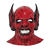 IncreDecor Devil Mask Scary Full Head Demon Mask, Red Foam Horn Devil Masks for Halloween Cosplay Costume Party, More Fit for Small Head Size