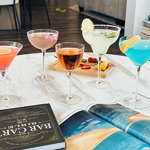 Pure Mora Margarita Glasses Set Of 4, 12 Oz Modern Bar Glass For Martini, Frozen Daiquiri, Tropical Summer Parties - Classic Coupe Cocktail Drinkware, Great Gift For Mixologists, Hand Blown Crystal #TOP6
