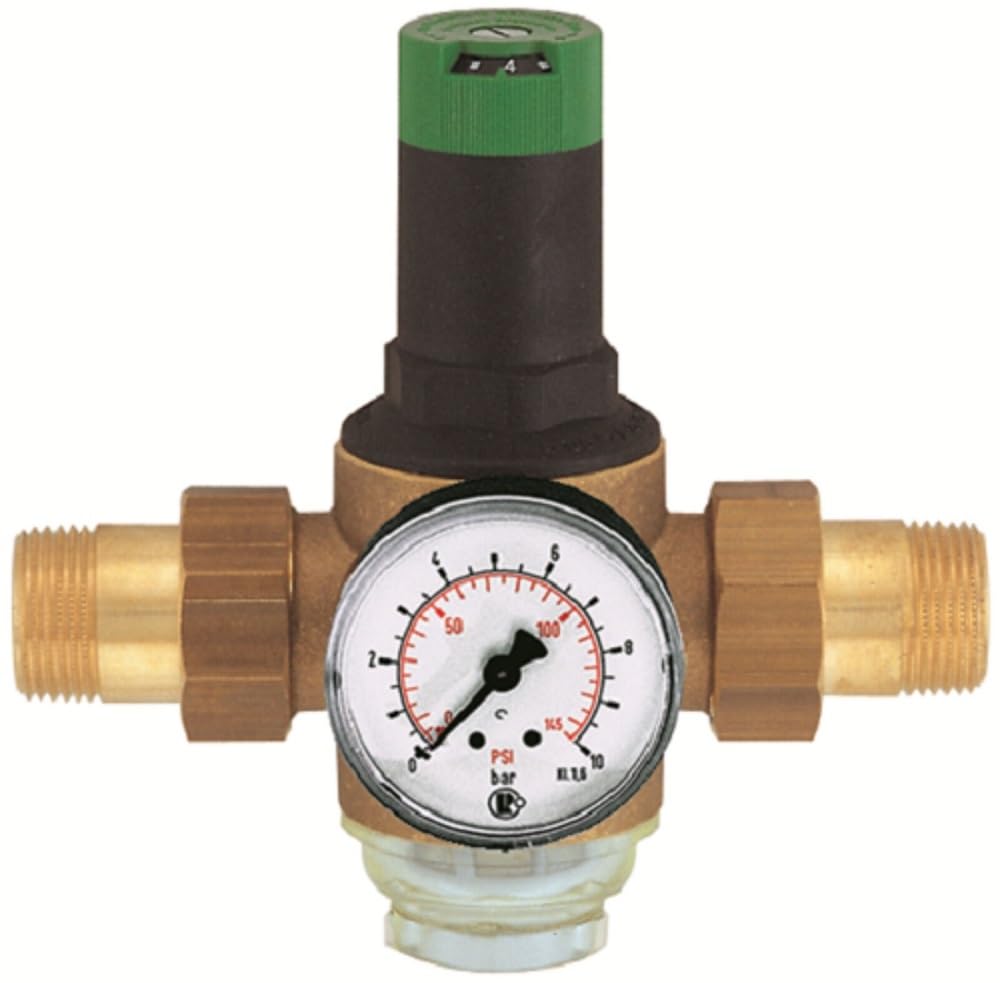 Braukmann D06 F - Regulador de presión para agua potable, certificado DVGW, incluye manómetro, filtro transparente de 1/2" - 2" (1/2")