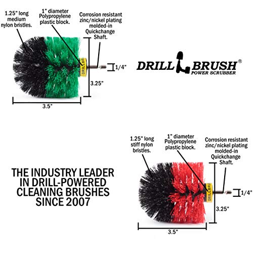 Image of Drill Brush Power Scrubber - Kitchen Cleaning - Dish Brush - Pots and Pans - Cast Iron Cookware - Tile and Grout Brush - Outdoor Cleaning - Stiff Bristle Patio and Deck Brush - Concrete Bird Baths