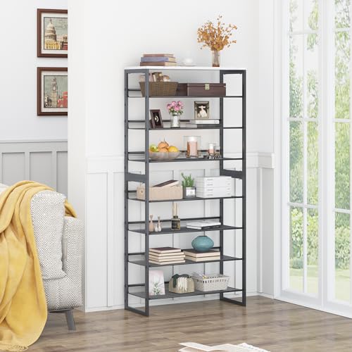 Garden 4 you Shoe Rack 8 Tiers Shoe Storage Organizer,Large Capacity Storage Rack with White Tabletop,Adjustable Metal Shelf Stackable Shoe Shelf for Entryway Hallway Living Room Closet