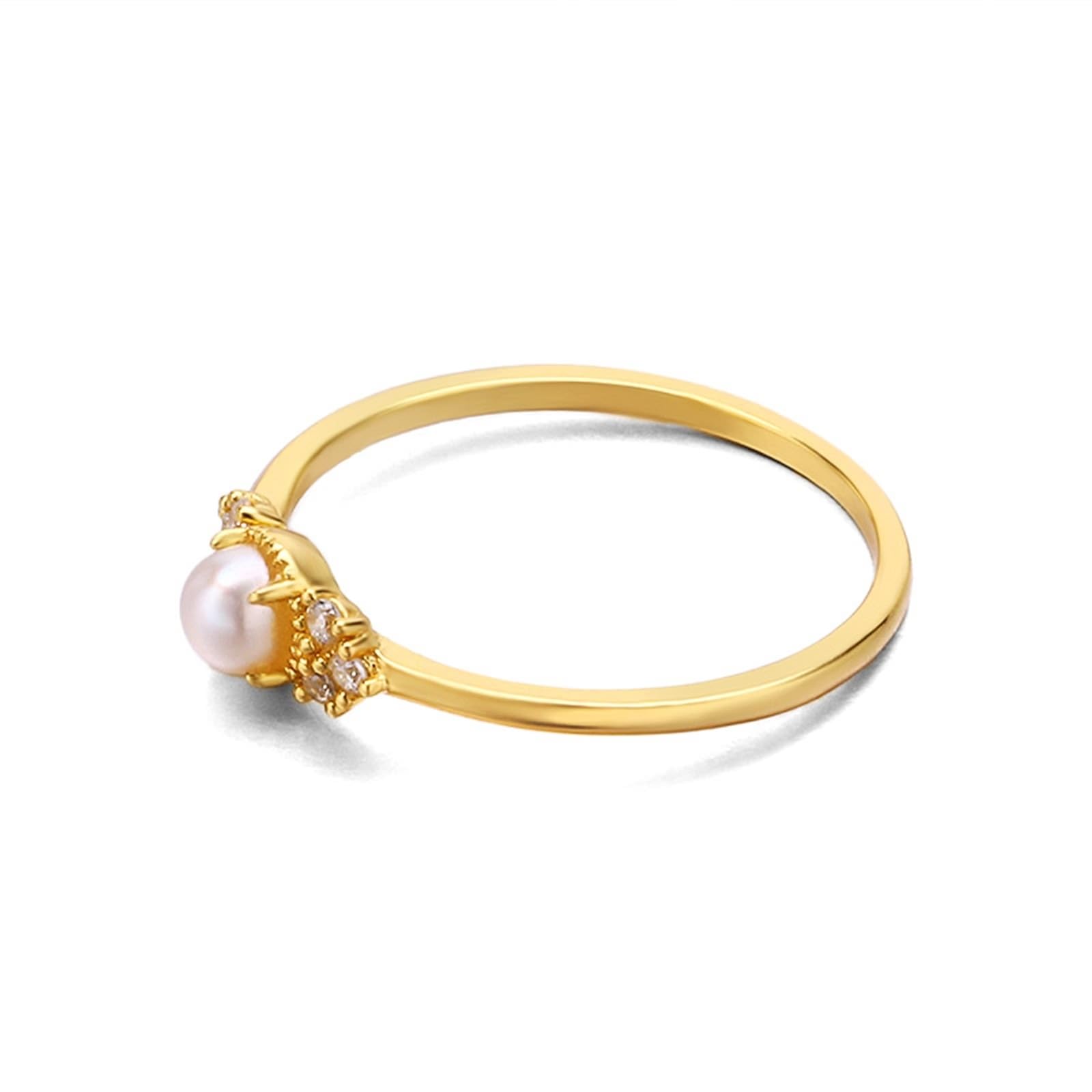 Anello solitario in oro giallo Au 375/585/750, gioiello con perla, forma classica