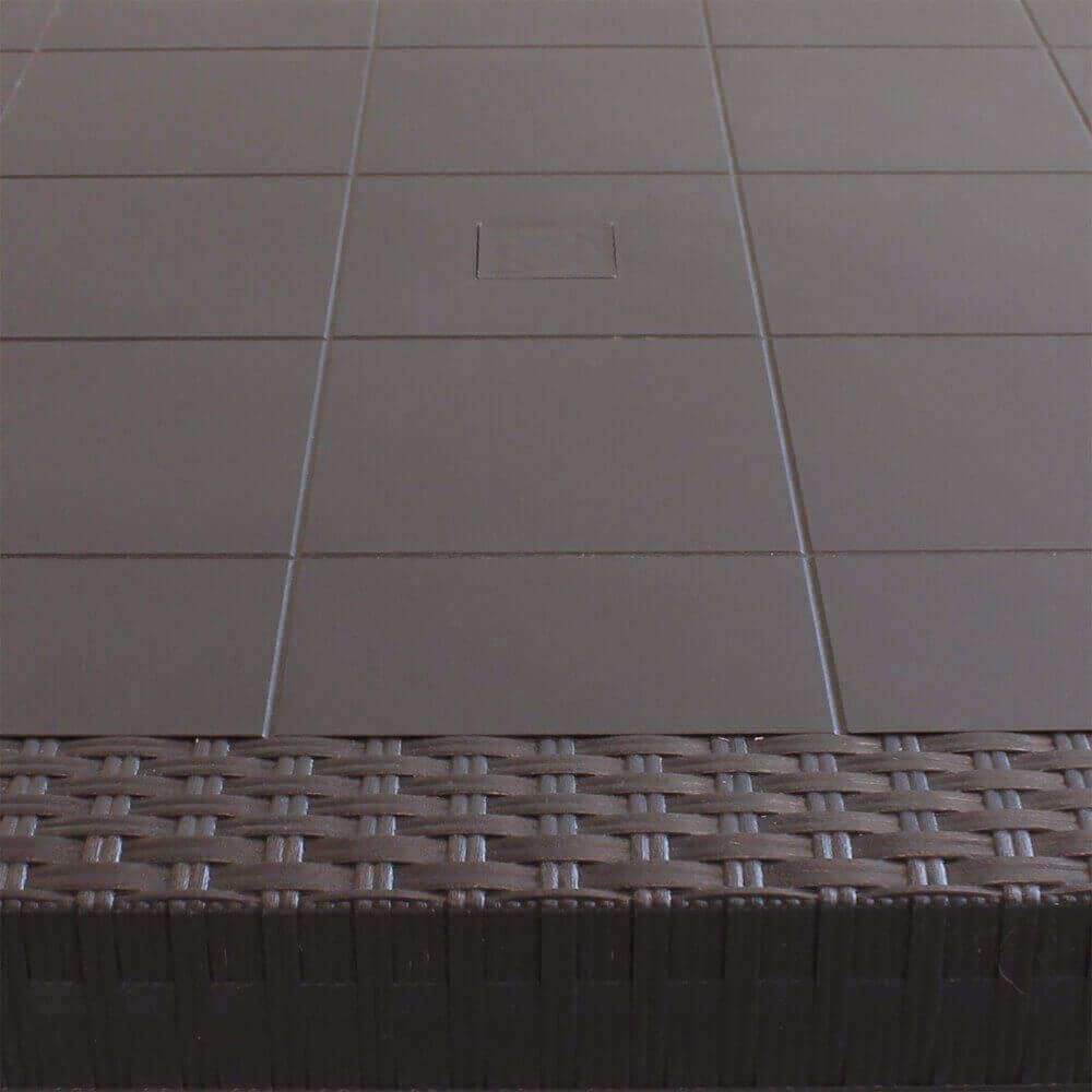 milani home - tavolo da giardino quadrato fisso in wicker stampato marrone 80 x 80 cm, in polipropilene, per terrazzo portico e locale bar