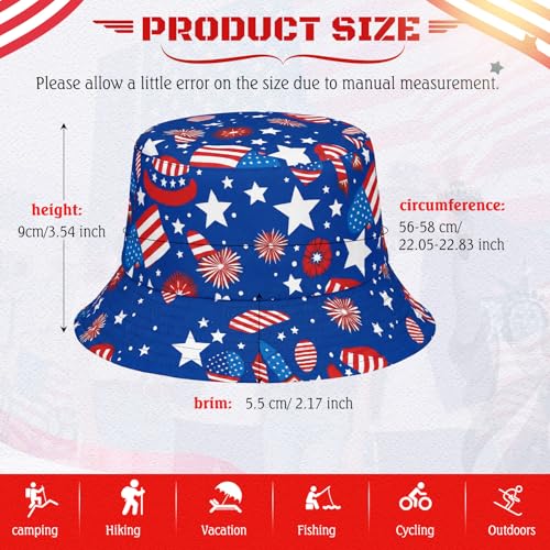 Image of Zhanmai 4 Pcs 4th of July USA Bucket Hat American Flag Patriotic Hats for Women Men 2026 Soccer Tournament Party Hat