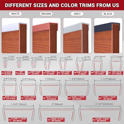 Gummi-Kantenverkleidung, 12mm selbstklebender flexibler U-Kanal-Kantenschutz für Sperrholz, Tische, Schreibtische, Schränke, Arbeitsplatte, breite U-förmige Kantenverkleidung, Kantenband, 6m
