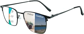 Photochromic Progressive Multifocal Reading Glasses Transition Blue Light Blocking for Reading & Outdoor Use