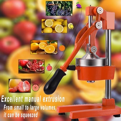Heavy-Duty Cast Iron Citrus Juicer - Easy Clean Manual Juicer for Home, Restaurant & Cafe - Sturdy Stainless Steel Design, Perfect for Fresh Juice (White)