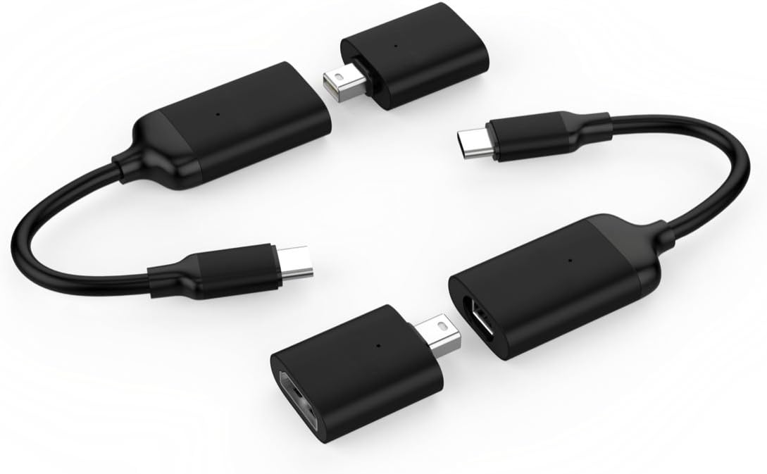 USB C to Mini Displayport to Hdmi 4k 60Hz Adaptor | 2in1 Adapter with 6cm USB-C Cable | Compatible with Macbook and USBC Devices | Hyperdrive by Sanho