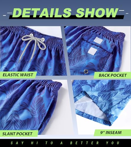 APTRO Men's Swim Trunks 9" Quick Dry Swimsuits Beach Bathing Suits Swim Shorts Mesh Liner3