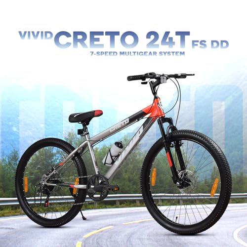 Image of Leader Vivid Creto 24T Multispeed 7 Speed Cycle for Men with Front Suspension & Dual Disc Brakes |Gear Bicycle for Boys & Girls | Ideal for 9-13 Years (Frame: 16 Inches) Mountain Bike