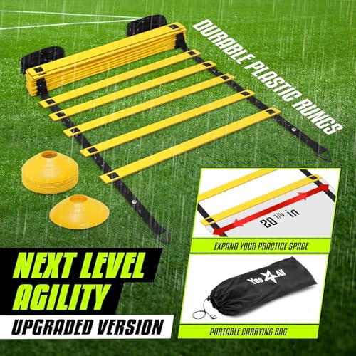 image for Yes4All Speed Agility Ladder Training Equipment – 8 Rungs Yellow, Su