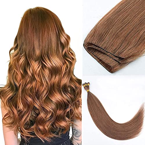 Abh Amazingbeauty Hair Weft Human Hair Extensions 18 Inch Remy Human Hair, Hand Tied Weft Hair Extensions, Sew In Hair Extensions Straight Real Human Hair 50 Gram, Light Auburn Color 30 #TOP26
