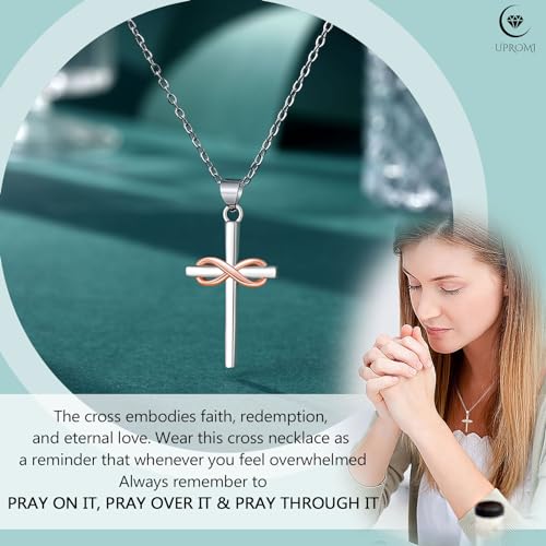 UPROMI Infinity Cross Necklace for Women, Christian Graduation Baptism Gifts for Women Confirmation Gifts for Teen2