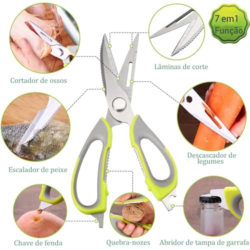 Tesoura de Cozinha, Tesoura Cozinha, Tesoura de Aço Inox Culinária Multiuso, Tesoura para Cortar Oss