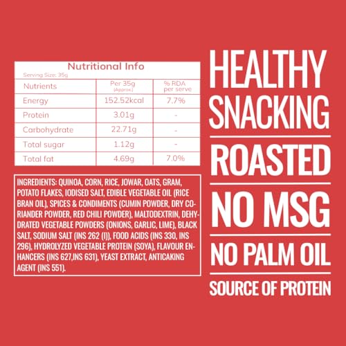 Image of Snackible Sriracha Quinoa Puffs (Pack of 6) - 6x35gm | Healthy Snack | Superfood Snack | Roasted | No MSG | No Palm Oil | Savoury Snack | Made with Quinoa, Jowar & Oats