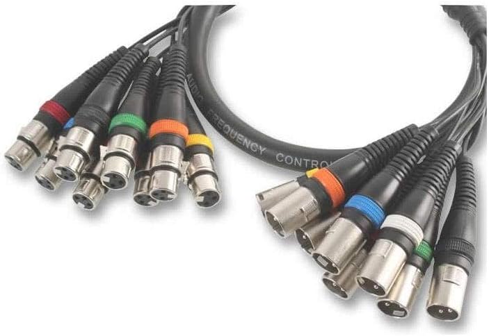 PULSE 8‑Way XLR Multicore Loom – 6m Balanced Male to Female Snake Cable with Colour‑Coded Rings, Nickel Connectors & Helical Shielding – PLS00099