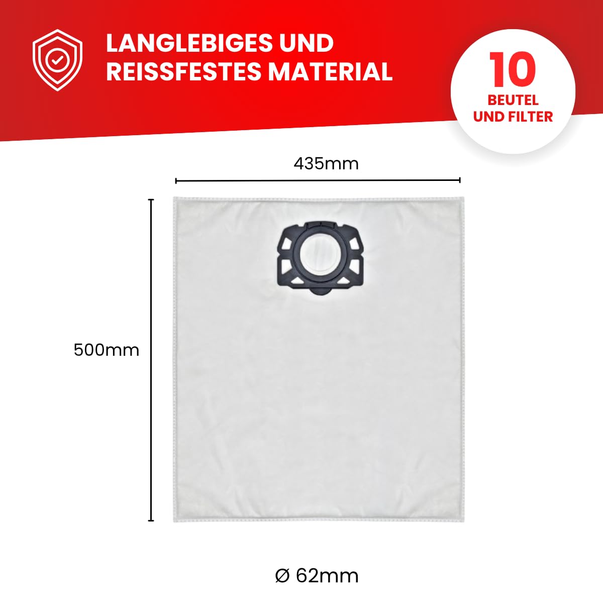 Invest - Staubsaugerbeutel Ersatz, Filtertüten Beutel Kompatibel mit Kärcher 6.414-960.0, WD 4.200 WD 4 WD 5.999 WD 5 WD 4.250 WD 4.290 WD 4.500 WD 5.300 WD 5.400 WD 5.450 WD 5.470 - Weiß, 10 Stück