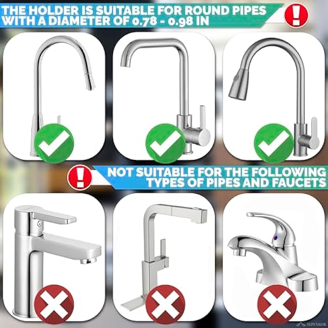 Kitchen Sink Faucet Organizer - Stainless Steel Kitchen Sink Sponge Holder Around Faucet, Rust-Resistant, 360¡ã Rotating Design (7.0 x 5.4 x 1.69) - Easy Installation for 0.78-0.98 Pipes