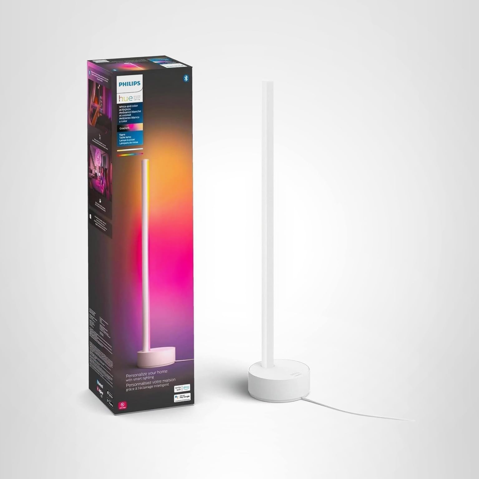 Philips Hue Signe Smart Color Changing Floor Lamp, Black, White and Color Ambiance, Pack of 1, Control with Hue App, LED Floor Lamp Compatible with Alexa, Google Assistant, and Apple Homekit: White 1 Pack