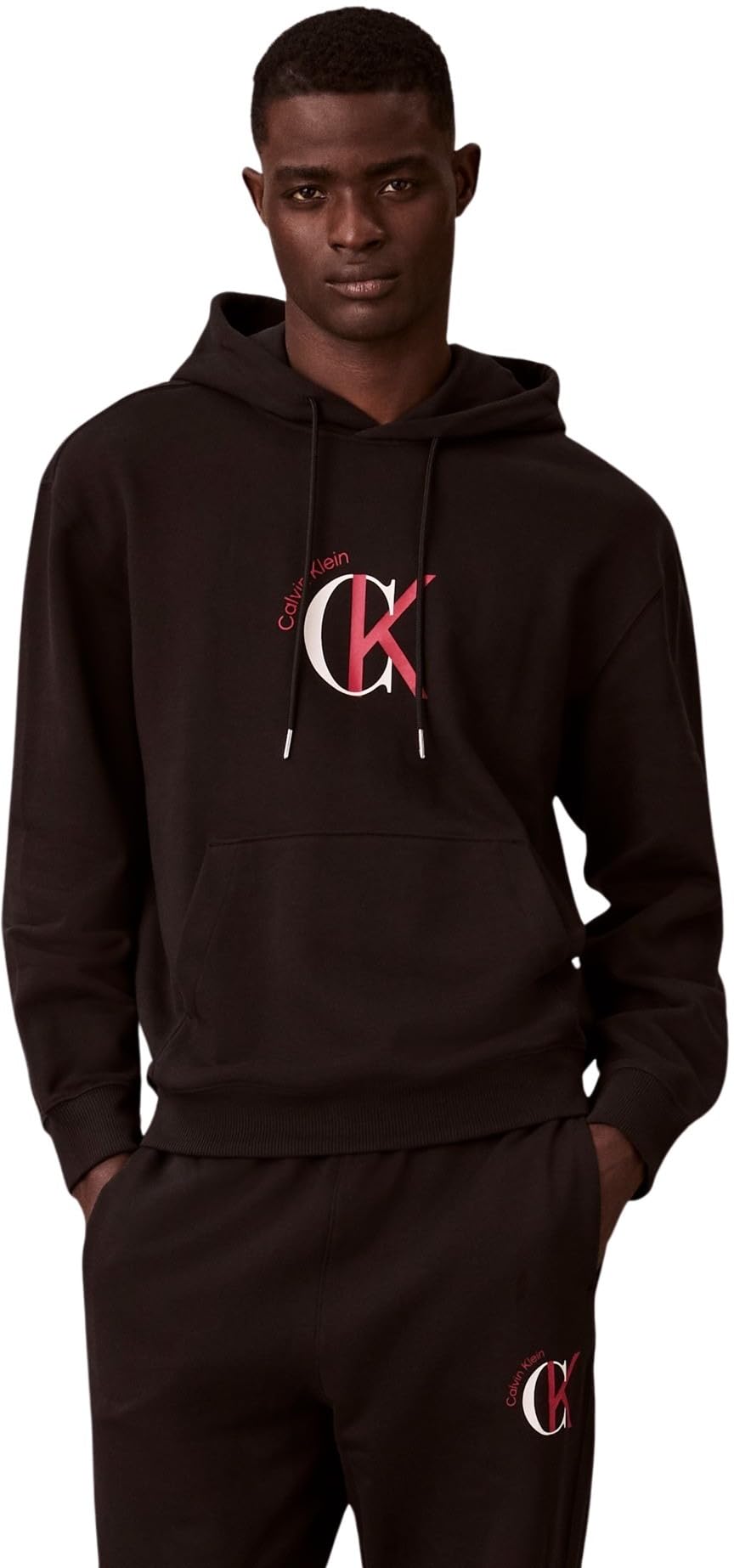 Calvin Klein Felpa con Cappuccio da Uomo LS EU 350TERRY Grafica LV04RE255G, Nero (Nero), M, Nero (Nero), M