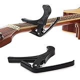 fitTek Cejilla Grande Capo para Guitarra Acústica Eléctrica Metal Negro