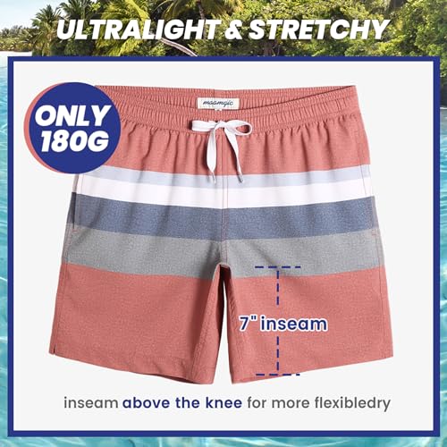 Image of maamgic Mens 7 inch Stretch Swim Trunks Quick Dry Mesh Lining Swimwear Bathing Suits