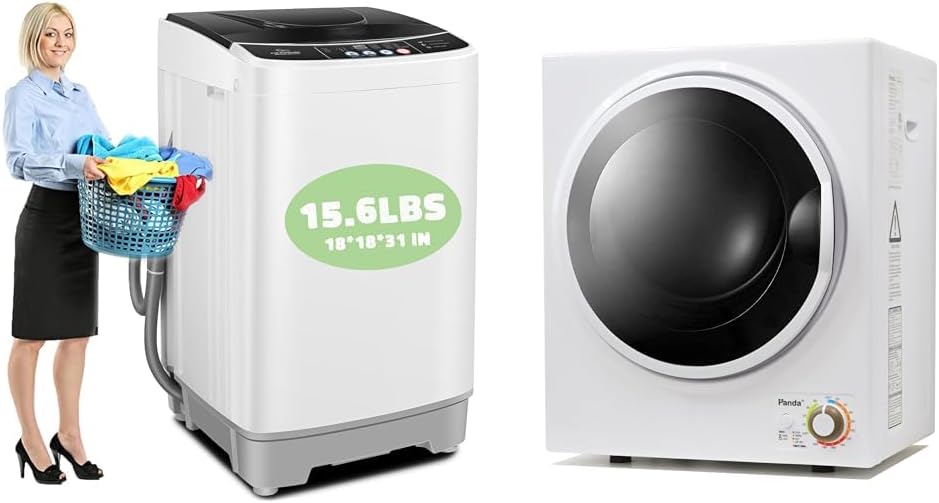 Nictemaw 15.6Lbs Portable Washing Machine & Panda 1.5cu.ft 850W Electric Compact Portable Clothes Dryer Bundle