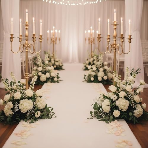 Gold Candelabra for Wedding Event Decor, 50'' Tall Floor Candle Holders, 2 Pcs Metal 5 Arm Centerpiece Decorations for 5 Candlesticks Party Wedding Aisle Home Decor by LANLONG - Image 3