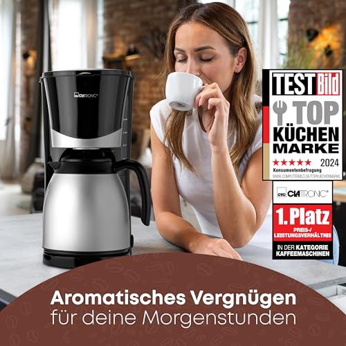 Clatronic® Kaffeemaschine mit Thermokanne | inkl. 2 Thermokannen je 1 Liter | Kaffeeautomat für 8-10 Tassen Filterkaffee | Tropfstopp & Auto-Abschaltung | Filtereinsatz herausnehmbar | KA 3328 schwarz – Bild 5