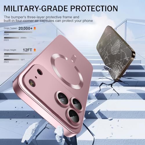 Misscase Magnetic for iPhone 17 Pro Case,Comes with Camera Lens Protector,Compatible with Magsafe,Soft TPU Full Protection Slim Smooth Bumper Shockproof Phone Cover Rose Gold by Misscase - Image 3