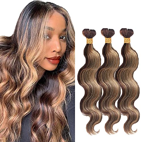 26 28 30 Inch Ombre Highlight Bundles Human Hair Brazilian Virgin Hair Body Wave 3 Bundles Remy Human Hair Weaves P4/27