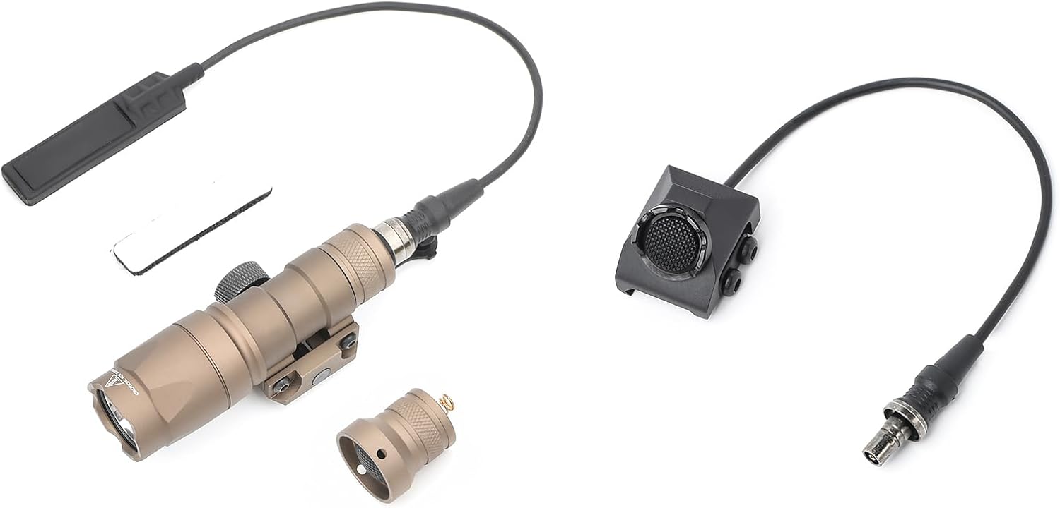 M300A 500 Lumens Tactical Flashlight Weapon Light Tan + Black Remote Pressure Switch for 20mm Picatinny Rail