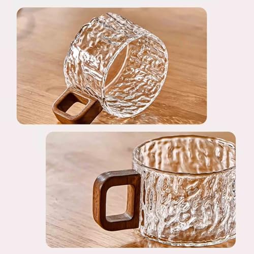 Taza de vidrio con asa aislante de madera que no quema las manos 8