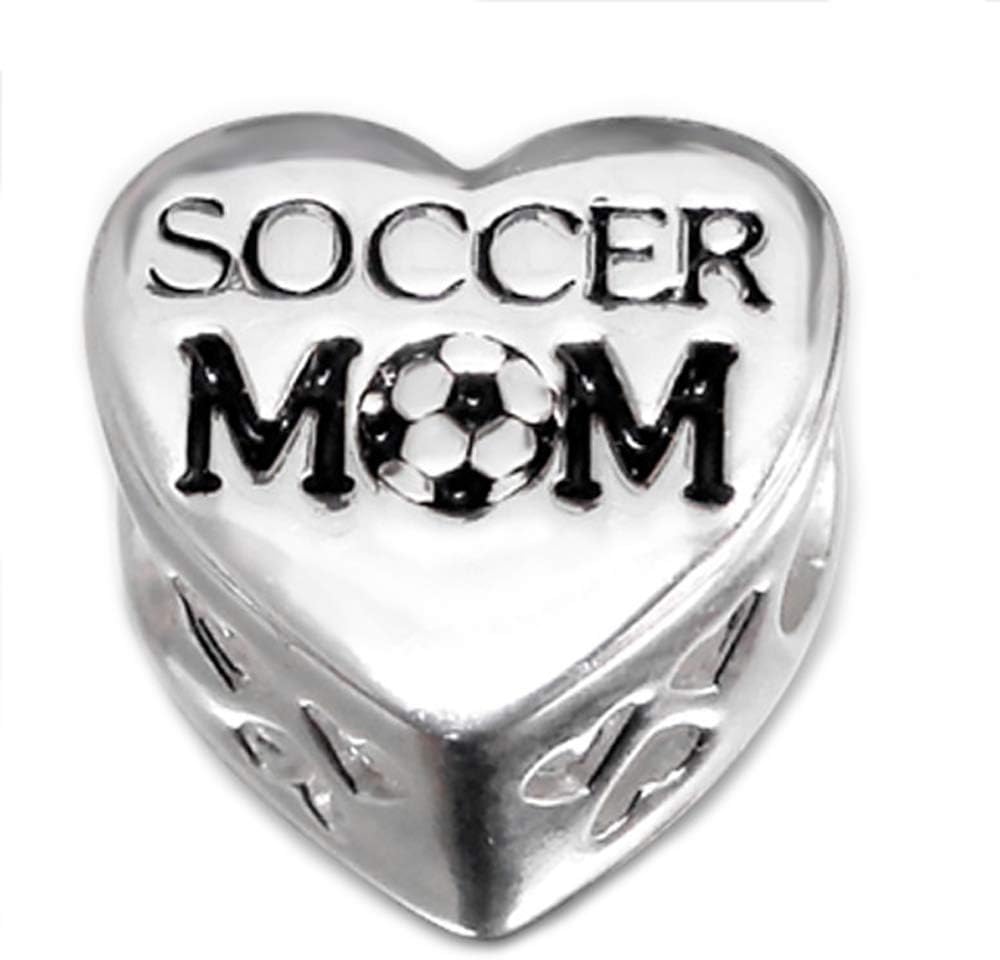 Soccer Mom Bead Charm 925 Sterling Silver for Snake Chain Charm Bracelets (E10306)