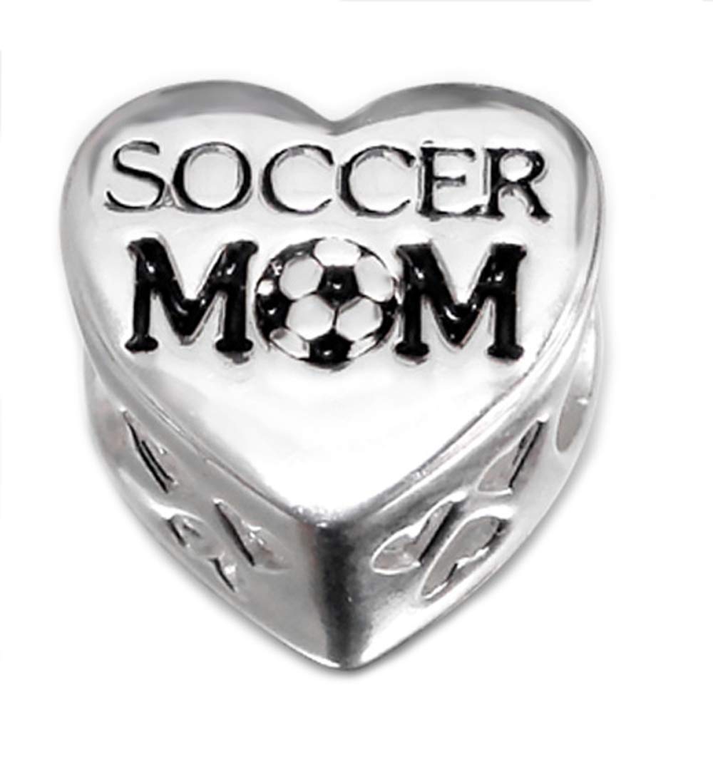 PTN Silver JewelrySoccer Mom Bead Charm 925 Sterling for Charm Bracelets (E10306)