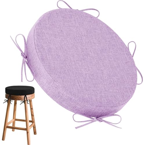 Cojines Redondos para Sillas/Taburetes con Lazos - 30cm/35cm/40cm/45cm/50cm Cómodos Cojines Antideslizantes para Sillas de Cocina, Oficina, Bistró, Patio y Comedor(Q20,35cm/13.3inch (1 Pack))