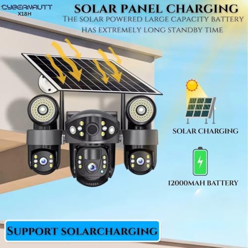 Image of XUGA Cybernautt X18H 18MP 4G Solar Security Camera | Triple Lens, 355 PTZ, 12000mAh Battery, H.265+, Two-Way Audio