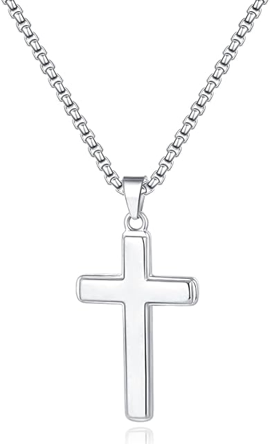 Momlovu Cross Necklace for Men Boy, 14K Gold Silver Layered Men's Necklaces Cross Chain Gold Chain for Men Jewelry Gifts, 18/20/22/24 Inch