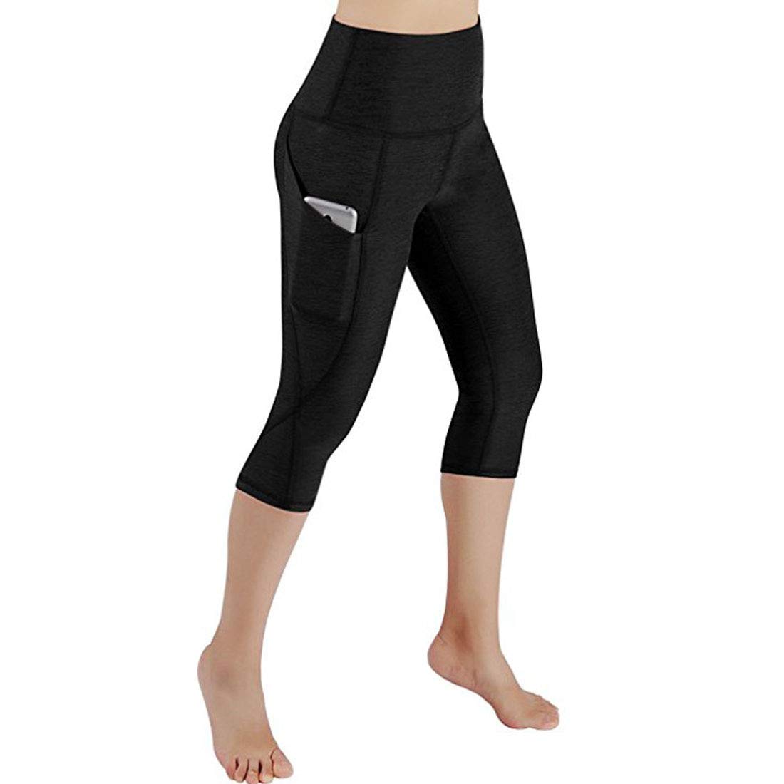 Moda Mallas Pantalones Deportivos Leggings Mujer, Pantalones Deportivos De Siete Puntos para Correr, Control De Barriga, Polainas De Entrenamiento con Bolsillos para Mujeres Elegante