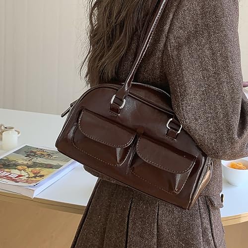 Y2K Shoulder Bag for Women Black Purse Small Retro Brown Purse Trendy Purse Women's Shoulder Handbags Purses4