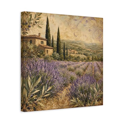 Tableau lavande vintage 40x40 pour combler un mur vide et illuminer un salon sombre