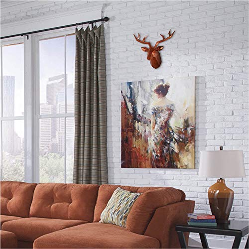 Keygift Deer Head Wall Decor Geometrical Antique Copper Deer Antler Wall Sculpture Faux Resin Animal Head Statue Wall Hanging Centerpiece Ready To Hang thumb #1