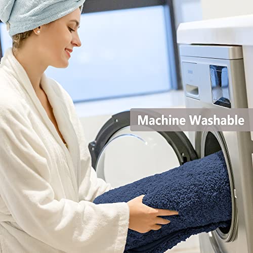 Image of VANZAVANZU Toilet Rugs for Bathroom U Shaped, Contour Bath Rugs for Toilet Bath Mats for Bathroom Non Slip Extra Soft Absorbant Microfiber Shaggy Thick Toilet Rugs U Shaped (U 20 inch*24 inch, Navy Blue)